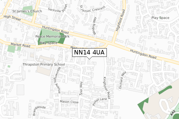 NN14 4UA map - large scale - OS Open Zoomstack (Ordnance Survey)