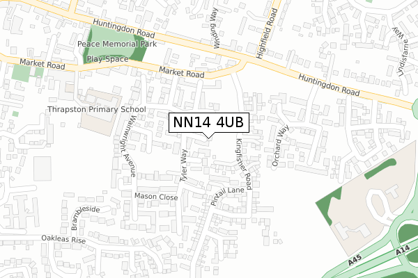 NN14 4UB map - large scale - OS Open Zoomstack (Ordnance Survey)