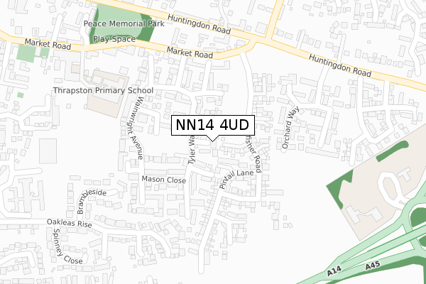 NN14 4UD map - large scale - OS Open Zoomstack (Ordnance Survey)