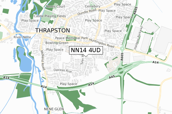 NN14 4UD map - small scale - OS Open Zoomstack (Ordnance Survey)