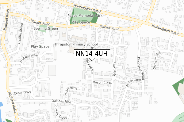 NN14 4UH map - large scale - OS Open Zoomstack (Ordnance Survey)