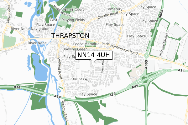 NN14 4UH map - small scale - OS Open Zoomstack (Ordnance Survey)
