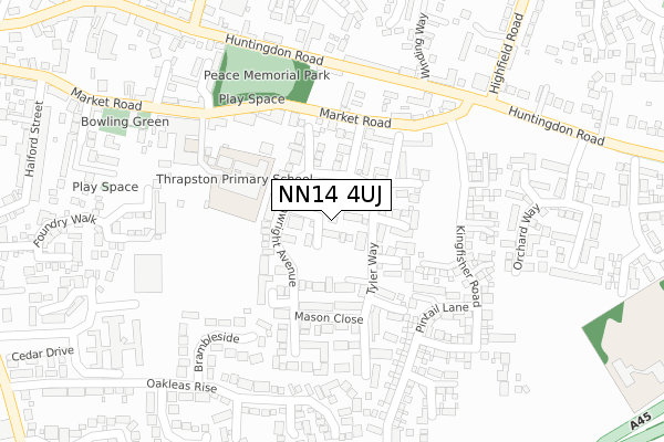 NN14 4UJ map - large scale - OS Open Zoomstack (Ordnance Survey)