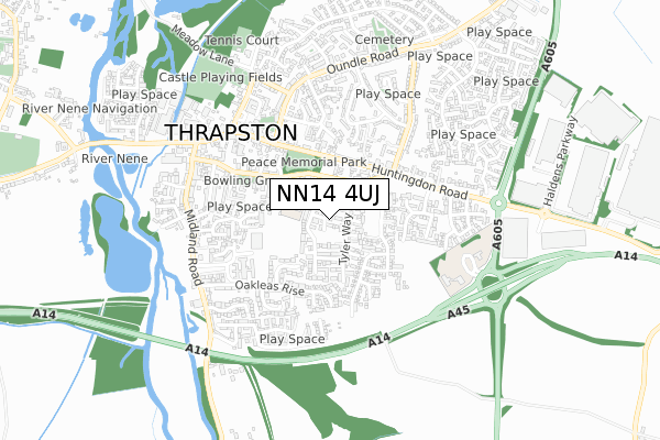 NN14 4UJ map - small scale - OS Open Zoomstack (Ordnance Survey)