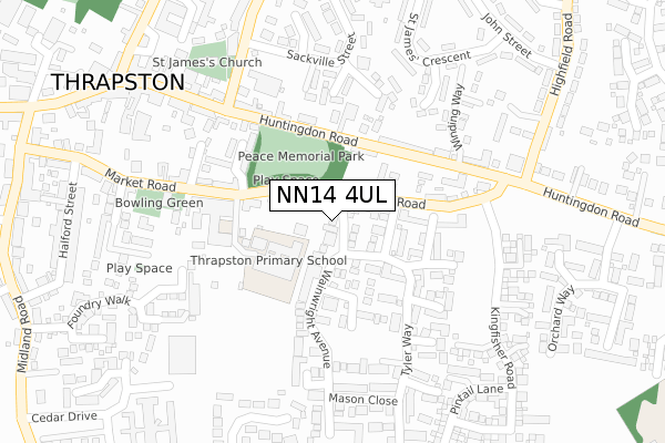 NN14 4UL map - large scale - OS Open Zoomstack (Ordnance Survey)