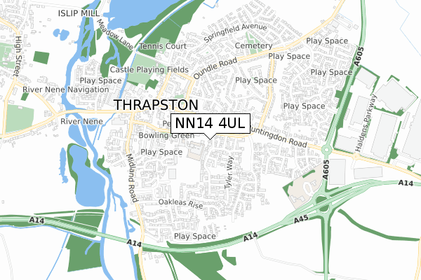 NN14 4UL map - small scale - OS Open Zoomstack (Ordnance Survey)