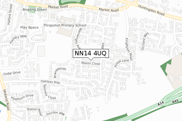 NN14 4UQ map - large scale - OS Open Zoomstack (Ordnance Survey)