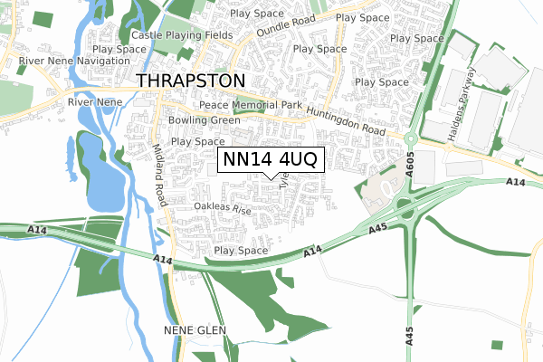 NN14 4UQ map - small scale - OS Open Zoomstack (Ordnance Survey)