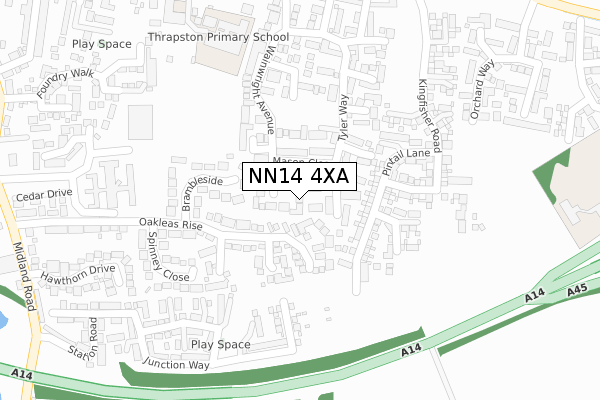 NN14 4XA map - large scale - OS Open Zoomstack (Ordnance Survey)