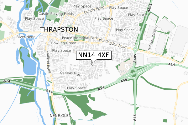 NN14 4XF map - small scale - OS Open Zoomstack (Ordnance Survey)