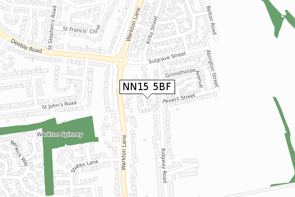 NN15 5BF map - large scale - OS Open Zoomstack (Ordnance Survey)