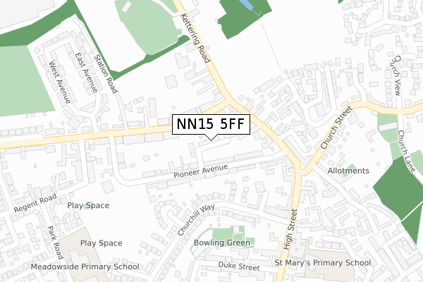 NN15 5FF map - large scale - OS Open Zoomstack (Ordnance Survey)