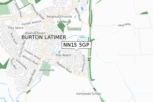 NN15 5GP map - small scale - OS Open Zoomstack (Ordnance Survey)