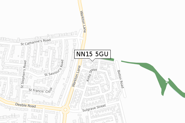 NN15 5GU map - large scale - OS Open Zoomstack (Ordnance Survey)