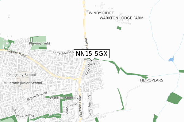 NN15 5GX map - small scale - OS Open Zoomstack (Ordnance Survey)