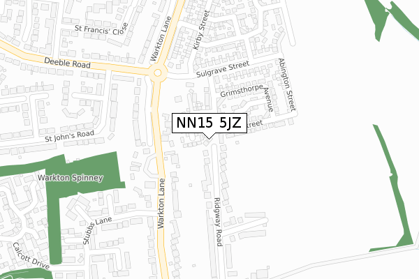 NN15 5JZ map - large scale - OS Open Zoomstack (Ordnance Survey)