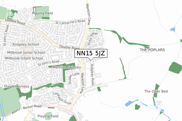 NN15 5JZ map - small scale - OS Open Zoomstack (Ordnance Survey)