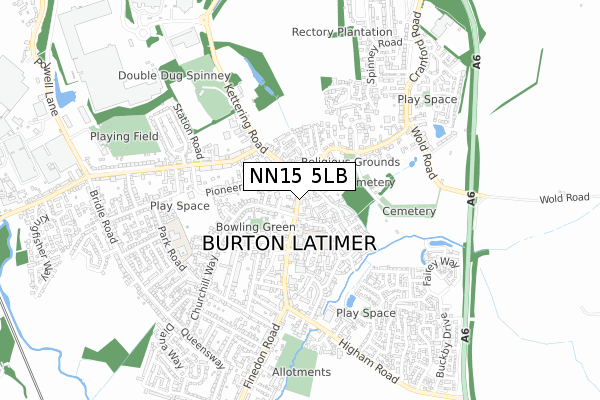 NN15 5LB map - small scale - OS Open Zoomstack (Ordnance Survey)