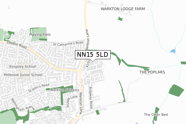 NN15 5LD map - small scale - OS Open Zoomstack (Ordnance Survey)