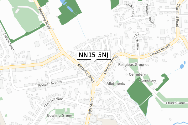 NN15 5NJ map - large scale - OS Open Zoomstack (Ordnance Survey)