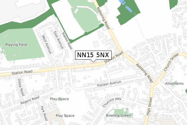 NN15 5NX map - large scale - OS Open Zoomstack (Ordnance Survey)