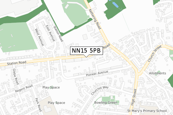 NN15 5PB map - large scale - OS Open Zoomstack (Ordnance Survey)