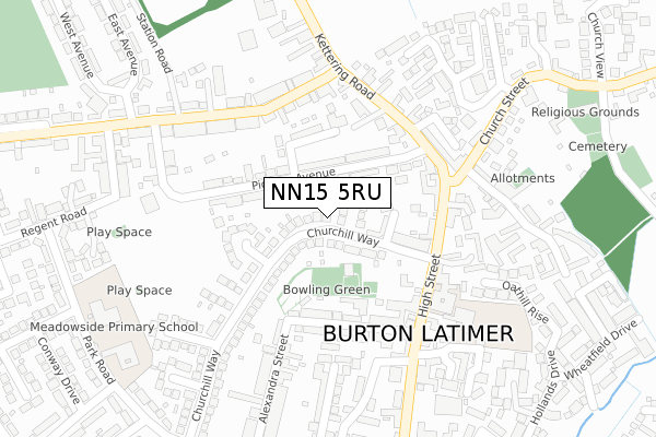 NN15 5RU map - large scale - OS Open Zoomstack (Ordnance Survey)