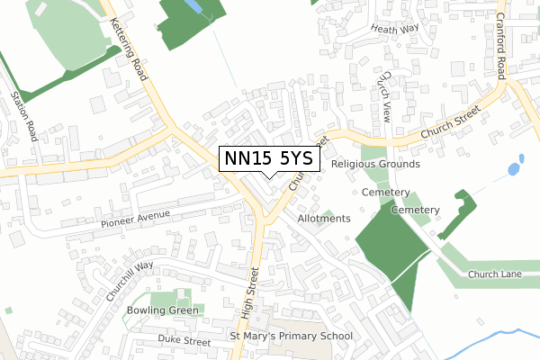NN15 5YS map - large scale - OS Open Zoomstack (Ordnance Survey)