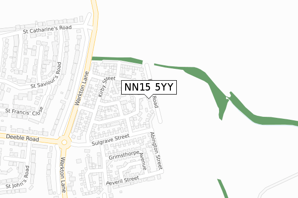 NN15 5YY map - large scale - OS Open Zoomstack (Ordnance Survey)