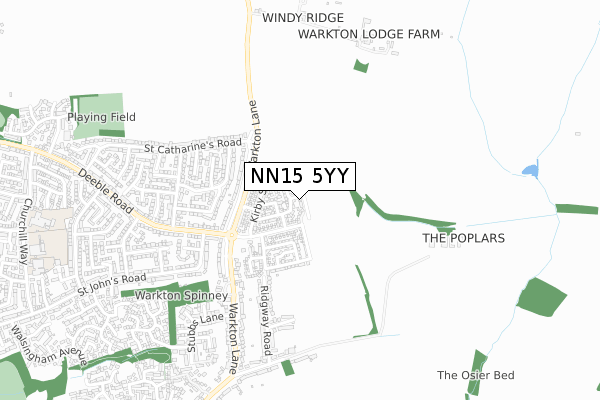 NN15 5YY map - small scale - OS Open Zoomstack (Ordnance Survey)