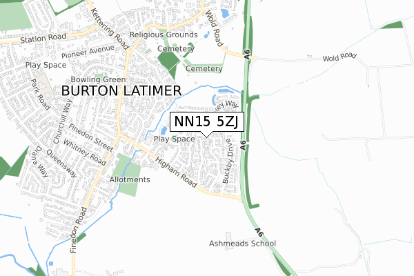 NN15 5ZJ map - small scale - OS Open Zoomstack (Ordnance Survey)