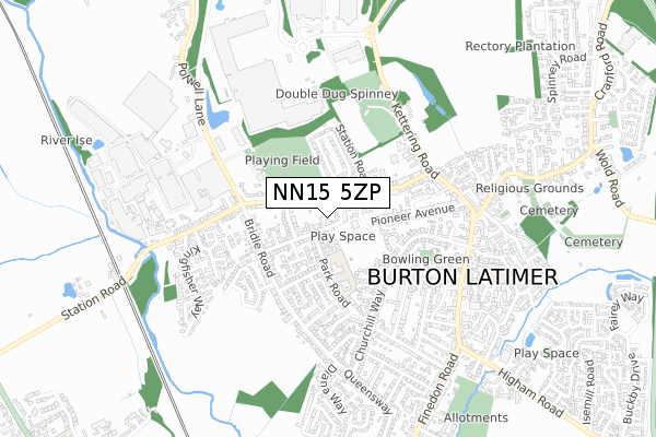 NN15 5ZP map - small scale - OS Open Zoomstack (Ordnance Survey)