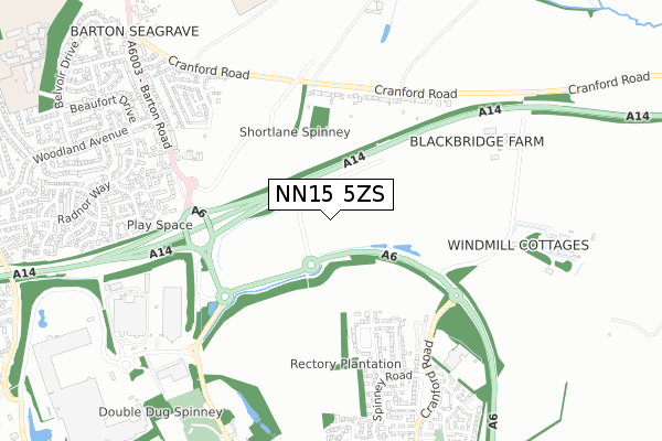 NN15 5ZS map - small scale - OS Open Zoomstack (Ordnance Survey)