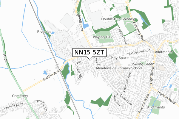 NN15 5ZT map - small scale - OS Open Zoomstack (Ordnance Survey)