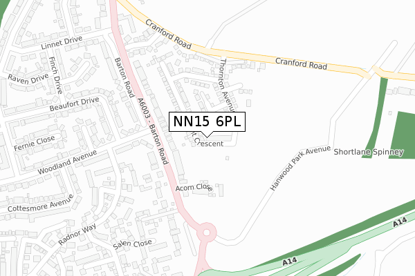 NN15 6PL map - large scale - OS Open Zoomstack (Ordnance Survey)