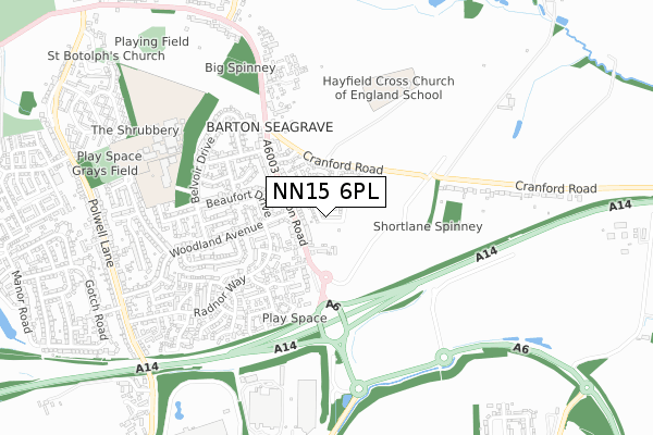 NN15 6PL map - small scale - OS Open Zoomstack (Ordnance Survey)