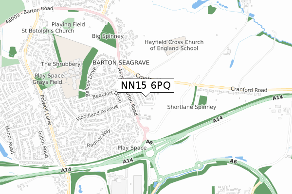 NN15 6PQ map - small scale - OS Open Zoomstack (Ordnance Survey)
