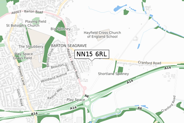 NN15 6RL map - small scale - OS Open Zoomstack (Ordnance Survey)