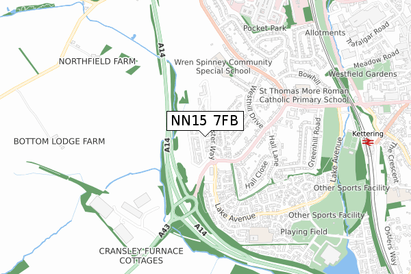 NN15 7FB map - small scale - OS Open Zoomstack (Ordnance Survey)