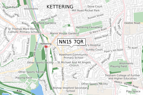 NN15 7QR map - small scale - OS Open Zoomstack (Ordnance Survey)