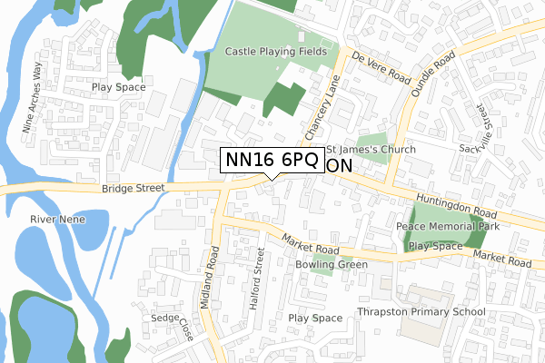 NN16 6PQ map - large scale - OS Open Zoomstack (Ordnance Survey)