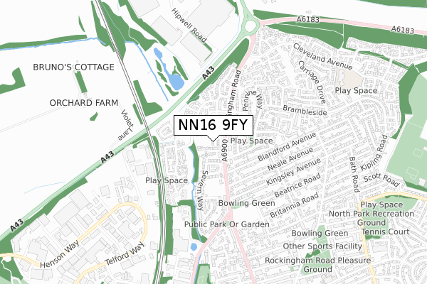 NN16 9FY map - small scale - OS Open Zoomstack (Ordnance Survey) NN16 9FY map - small scale - OS Open Zoomstack (Ordnance Survey)