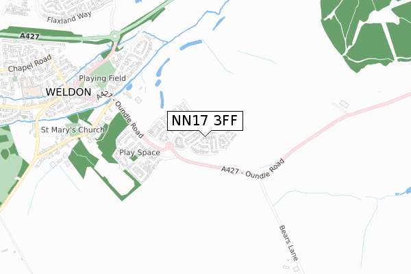 NN17 3FF map - small scale - OS Open Zoomstack (Ordnance Survey)