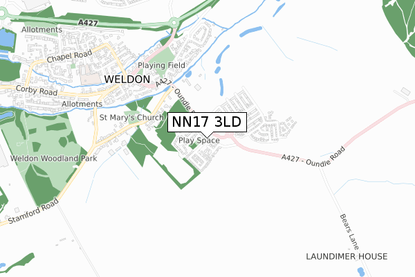 NN17 3LD map - small scale - OS Open Zoomstack (Ordnance Survey)