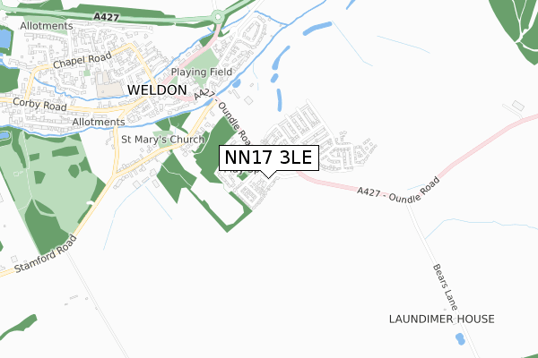 NN17 3LE map - small scale - OS Open Zoomstack (Ordnance Survey)
