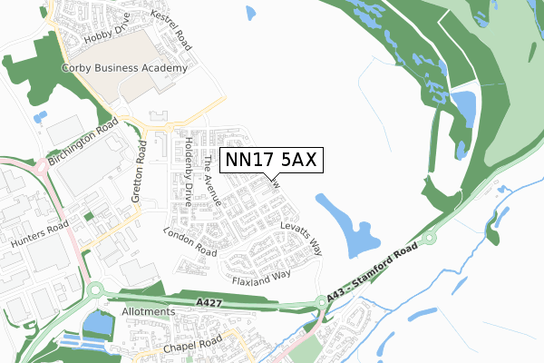 NN17 5AX map - small scale - OS Open Zoomstack (Ordnance Survey)