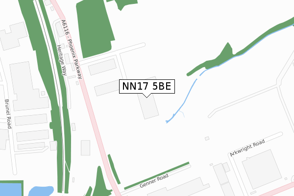 NN17 5BE map - large scale - OS Open Zoomstack (Ordnance Survey)