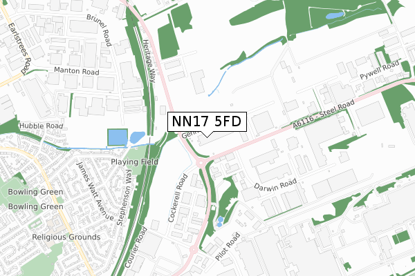 NN17 5FD map - small scale - OS Open Zoomstack (Ordnance Survey)