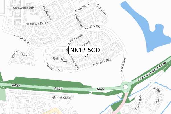 NN17 5GD map - large scale - OS Open Zoomstack (Ordnance Survey)