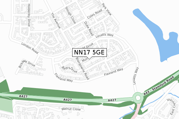NN17 5GE map - large scale - OS Open Zoomstack (Ordnance Survey)